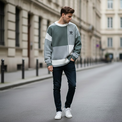 PULL RÉTRO PREMIUM À BLOCS DE COULEUR